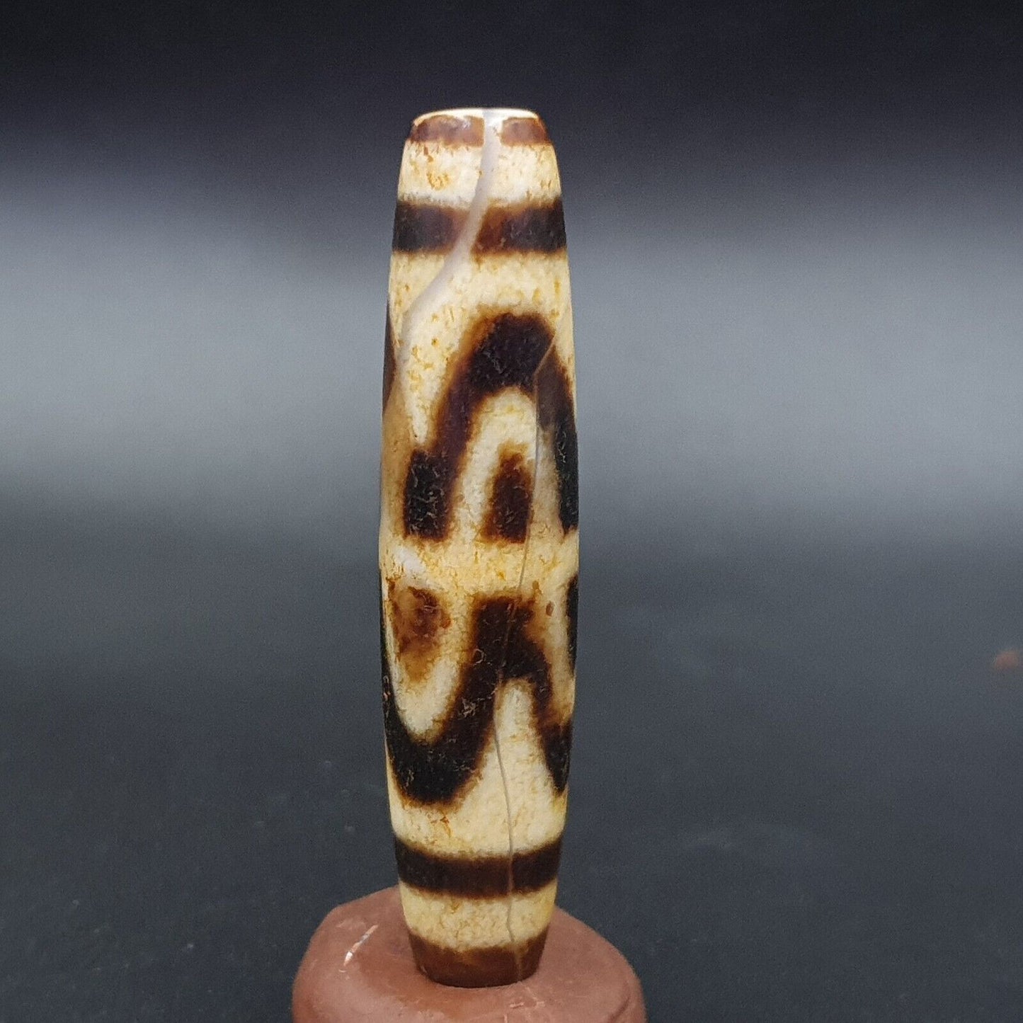 Altes Himalaya-tibetisches Zickzack-Muster, Venenaugen, natürliches Achat-Amulett, Dzi-Perlen