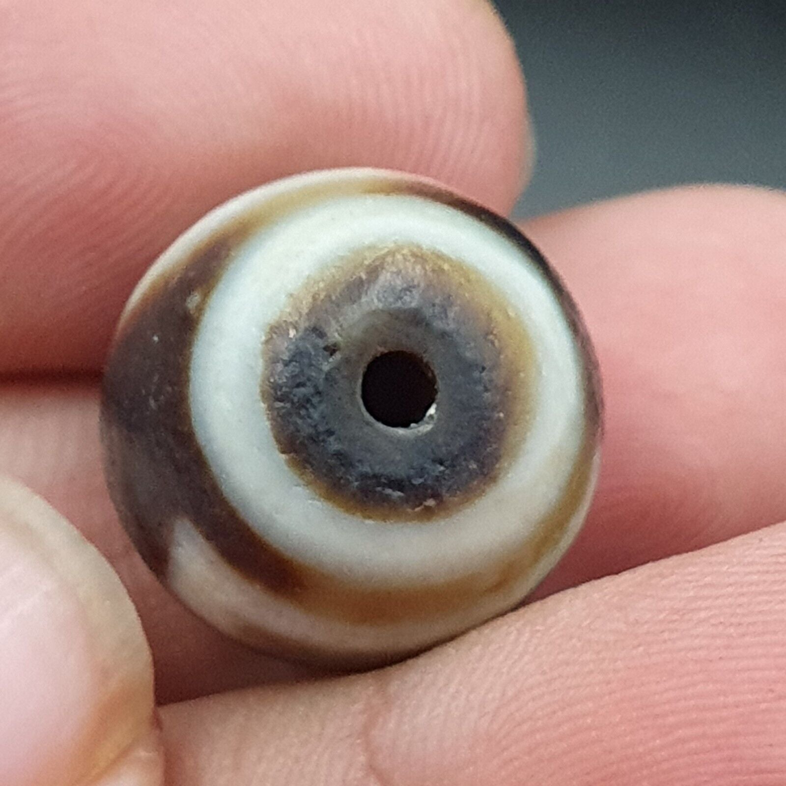 Old Antique Himalayan Tibetan Dragon 2 Eyes Dzi Amulet Bead