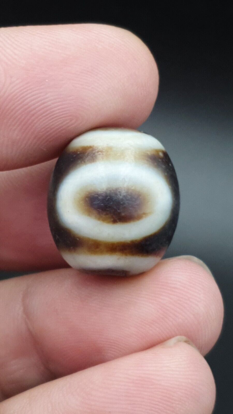 Old Antique Himalayan Tibetan Dragon 2 Eyes Dzi Amulet Bead
