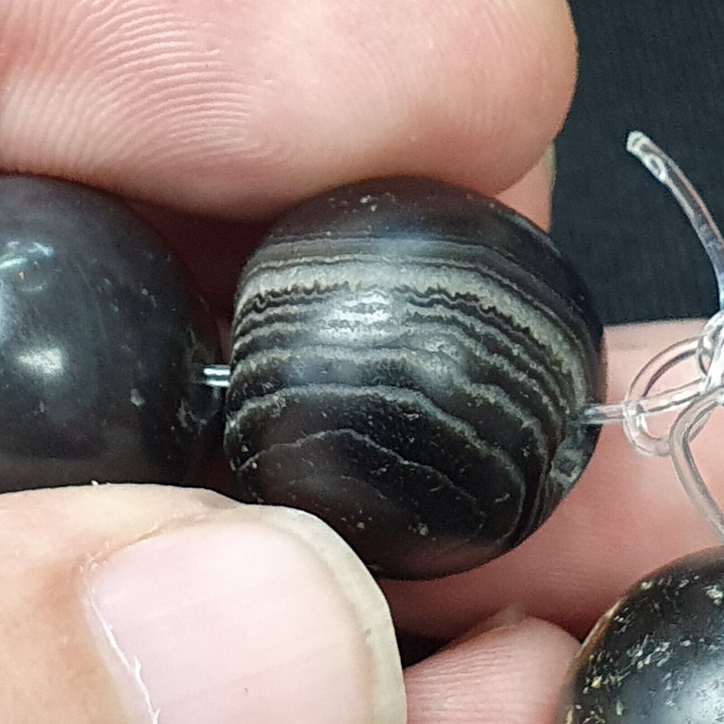7 antike antike INDO-tibetische Himalaya-Achat-Augenperlen, Suleimani-Achat, 18–20 mm