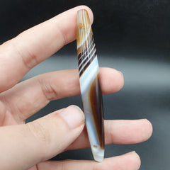 Antique Old Agate Himalayan Indo Tibetan Suleimani Eye Dzi Amulet Long Bead #178