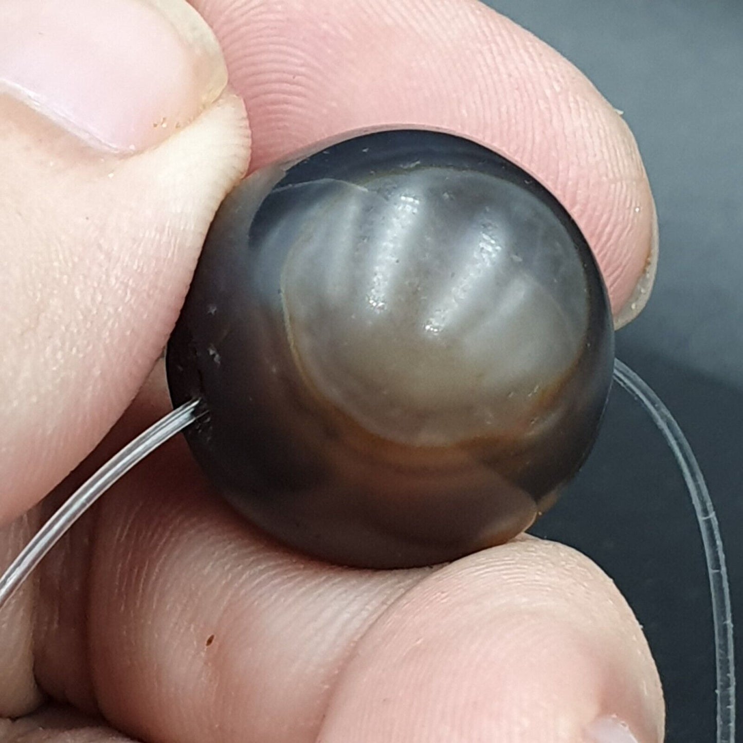 7 antike antike INDO-tibetische Himalaya-Achat-Augenperlen, Suleimani-Achat, 18–20 mm