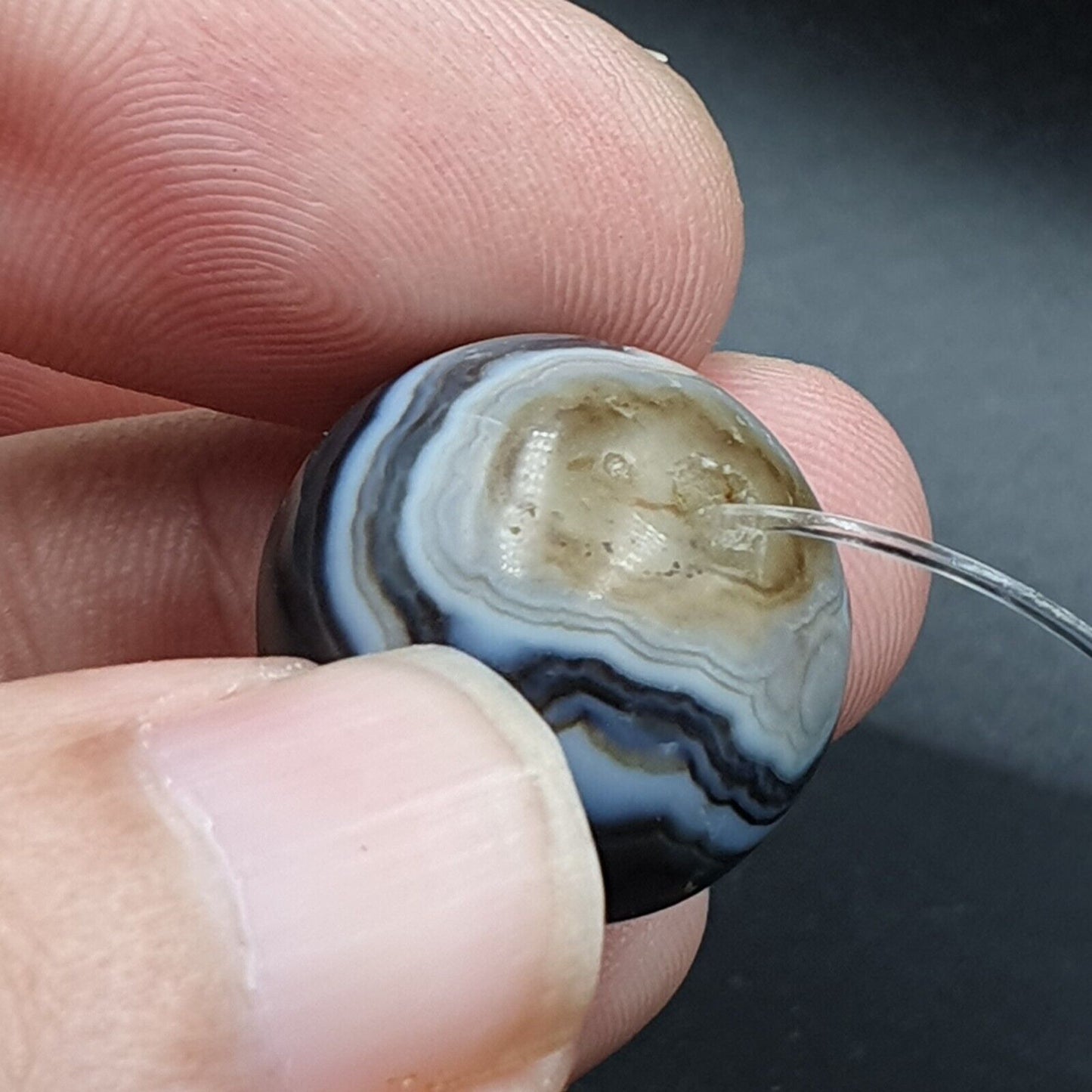 7 antike antike INDO-tibetische Himalaya-Achat-Augenperlen, Suleimani-Achat, 18–20 mm
