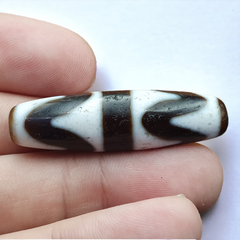 Antique Old Tibetan Beads Black&white Agate rare pattern Amulet Pendant DZI