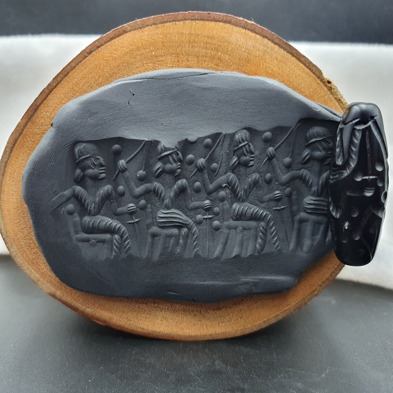 Indo Tibetan Carving Agate Eye stone Bead Amulet #10211