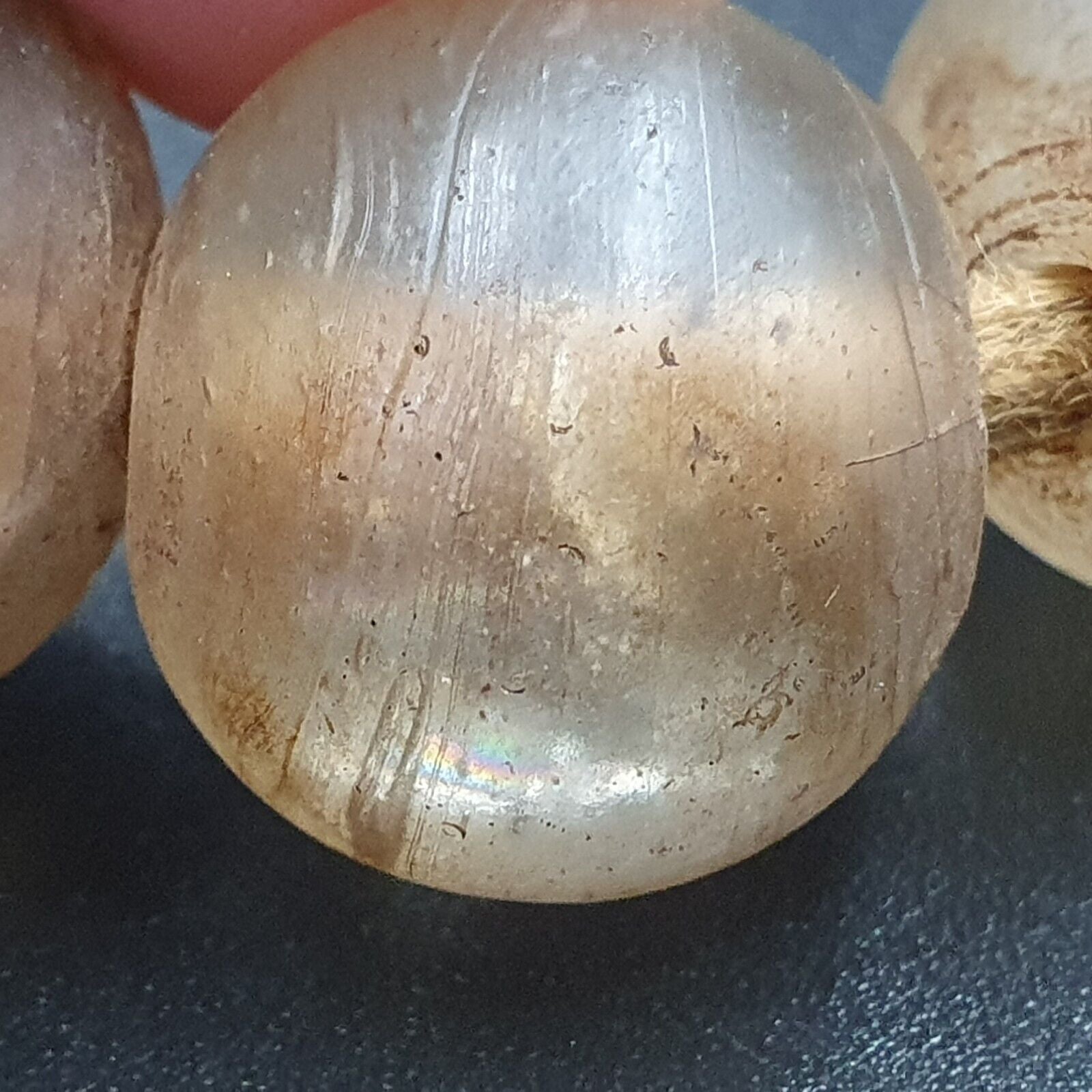 African Trade Beads Antique RARE  Bubbles Beads White Clear Round 15-18mm