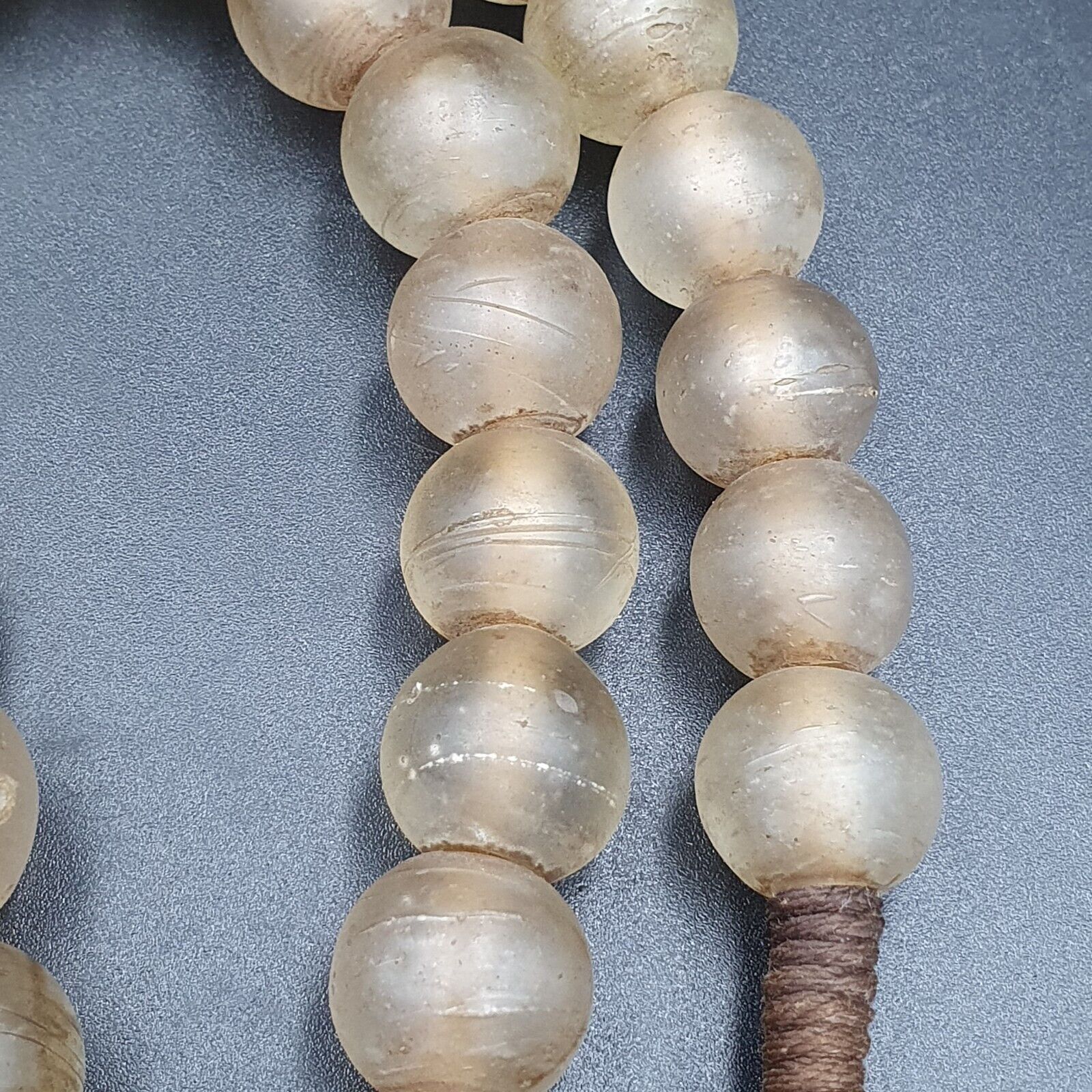 African Trade Beads Antique RARE  Bubbles Beads White Clear Round 15-18mm