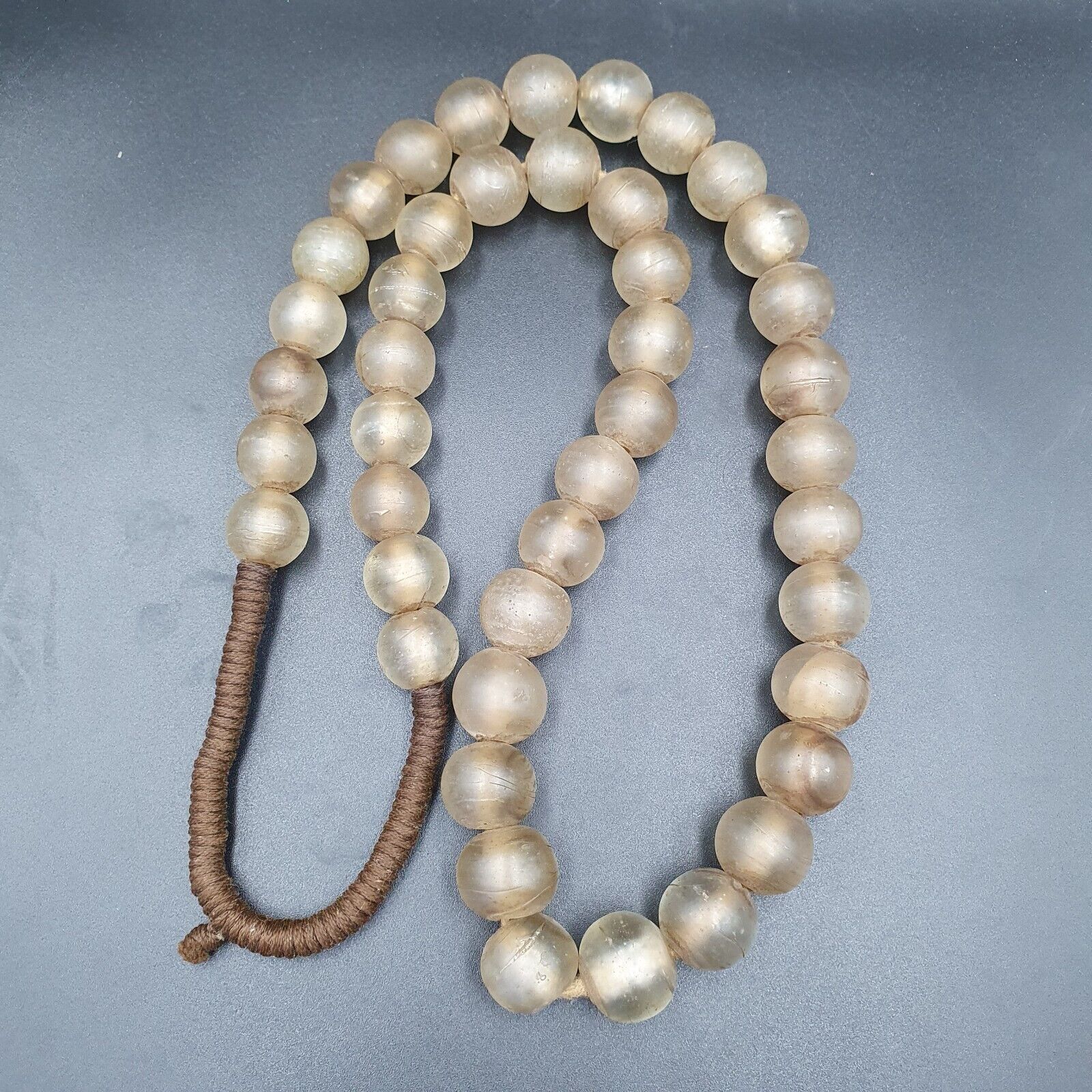 African Trade Beads Antique RARE  Bubbles Beads White Clear Round 15-18mm