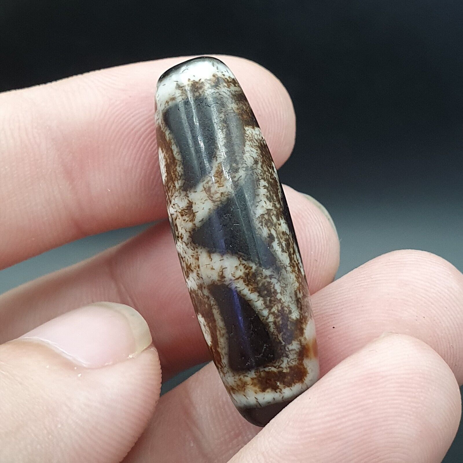 Lot 3 Antique Old Tibetan Beads Old Agate Beautiful Eyes Amulet Pendant DZI