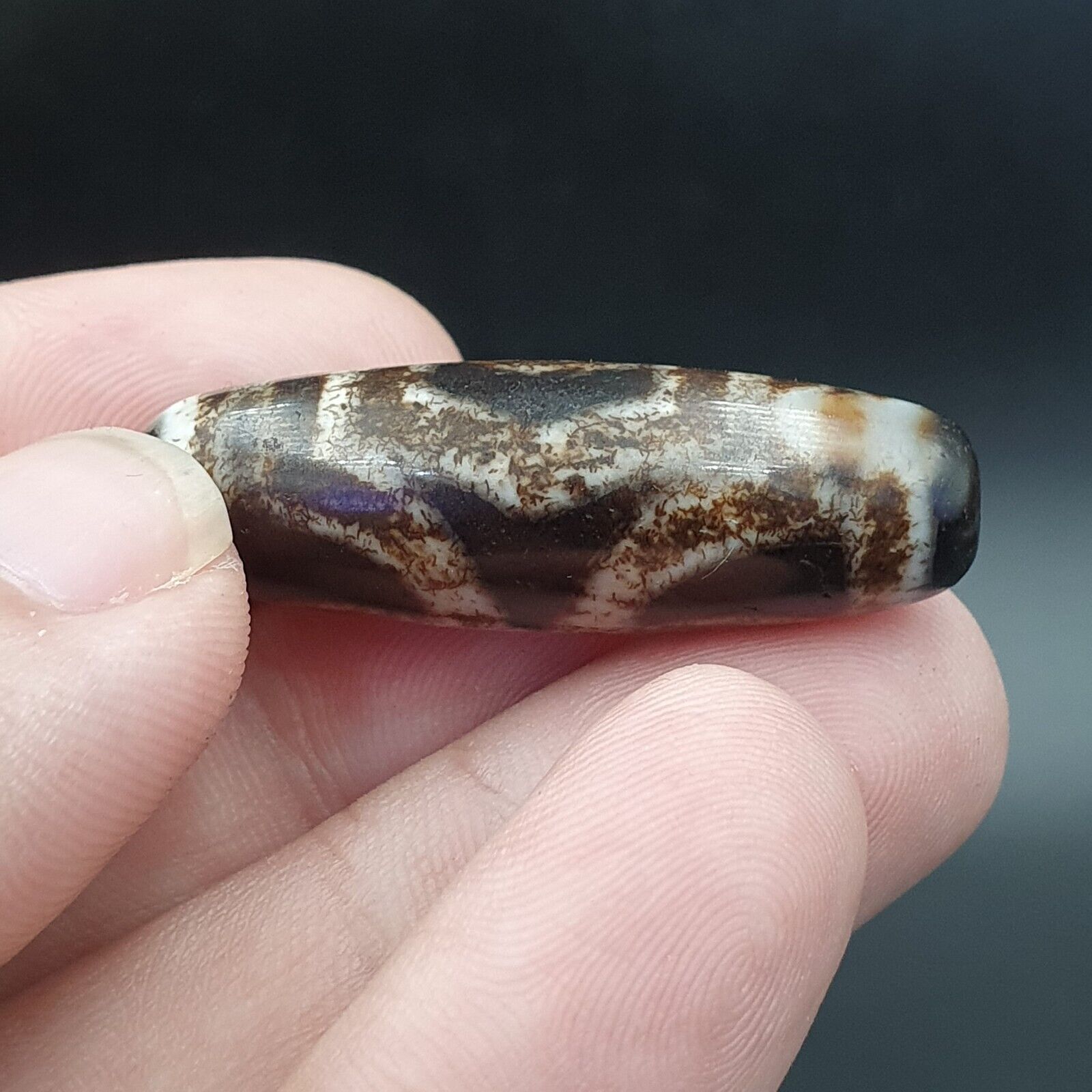 Lot 3 Antique Old Tibetan Beads Old Agate Beautiful Eyes Amulet Pendant DZI