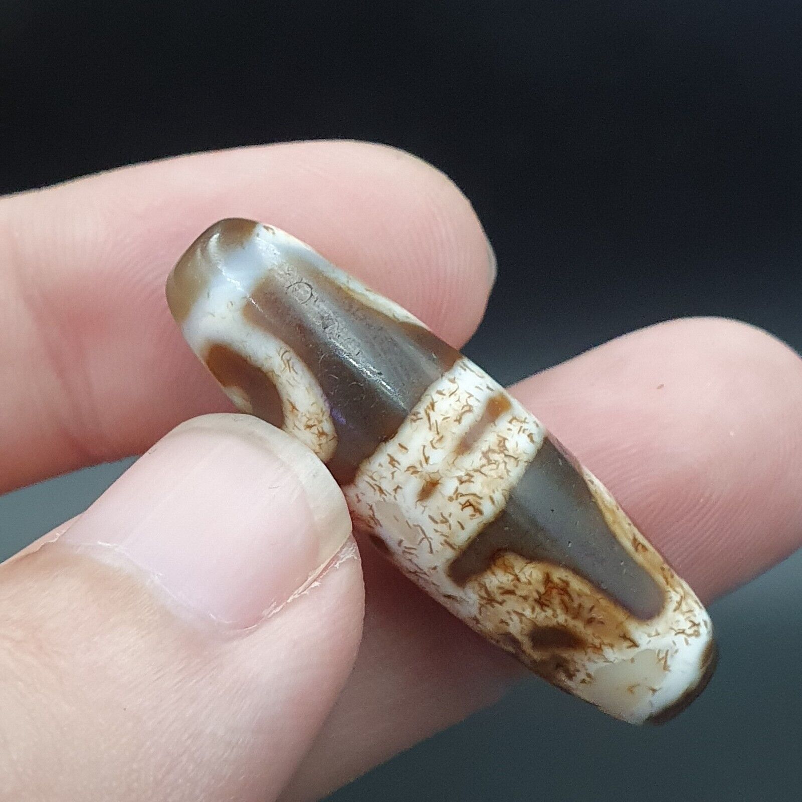 Lot 3 Antique Old Tibetan Beads Old Agate Beautiful Eyes Amulet Pendant DZI