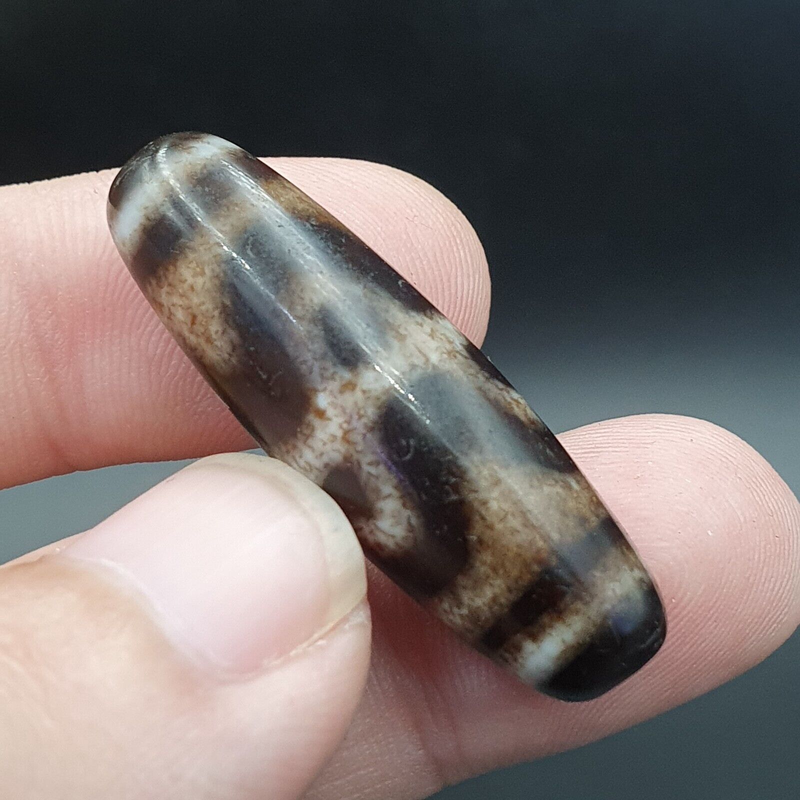 Lot 3 Antique Old Tibetan Beads Old Agate Beautiful Eyes Amulet Pendant DZI