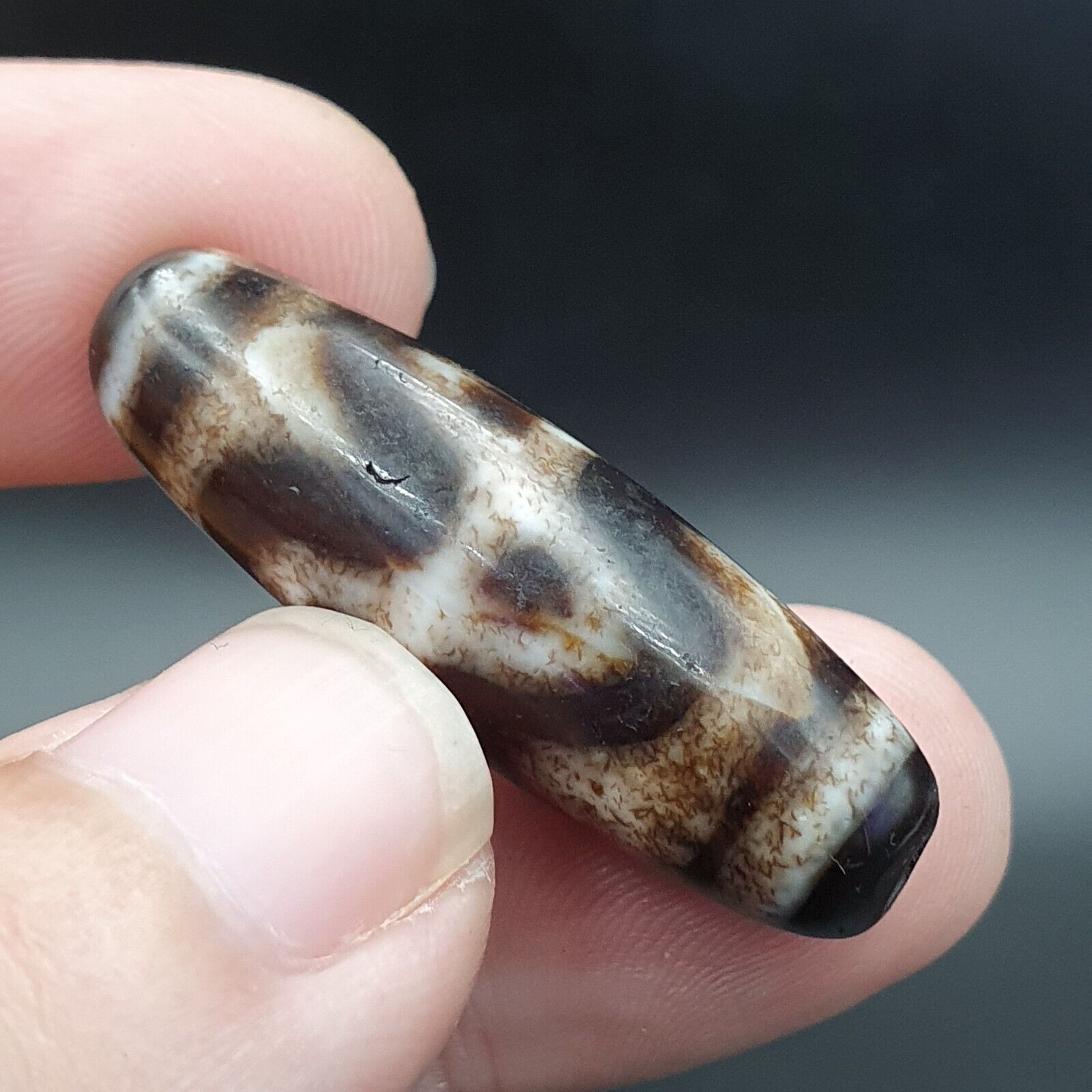 Lot 3 Antique Old Tibetan Beads Old Agate Beautiful Eyes Amulet Pendant DZI