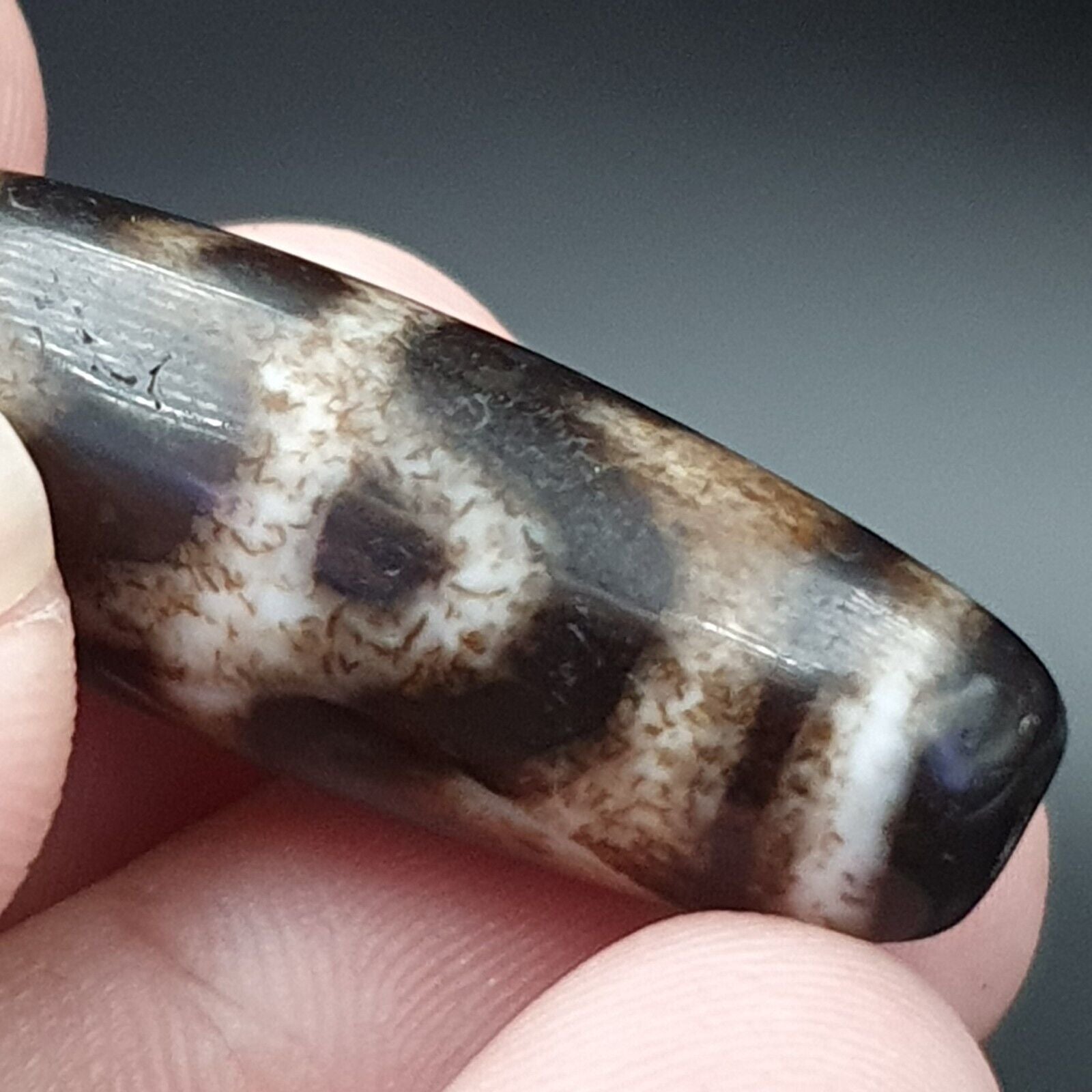 Lot 3 Antique Old Tibetan Beads Old Agate Beautiful Eyes Amulet Pendant DZI