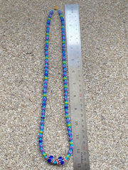 East Oasis Vintage White Heart and Chevron Venetian Bead Necklace in Multicolour Glass