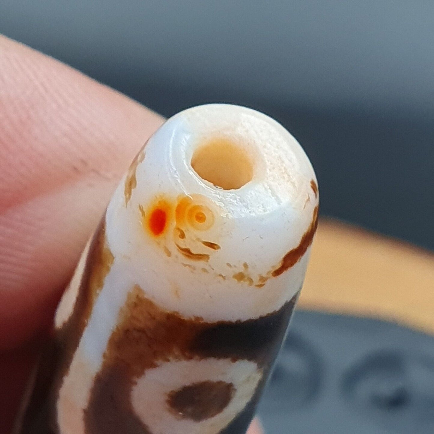 西藏尼泊爾喜馬拉雅古代老天珠護身符九眼珠護身符