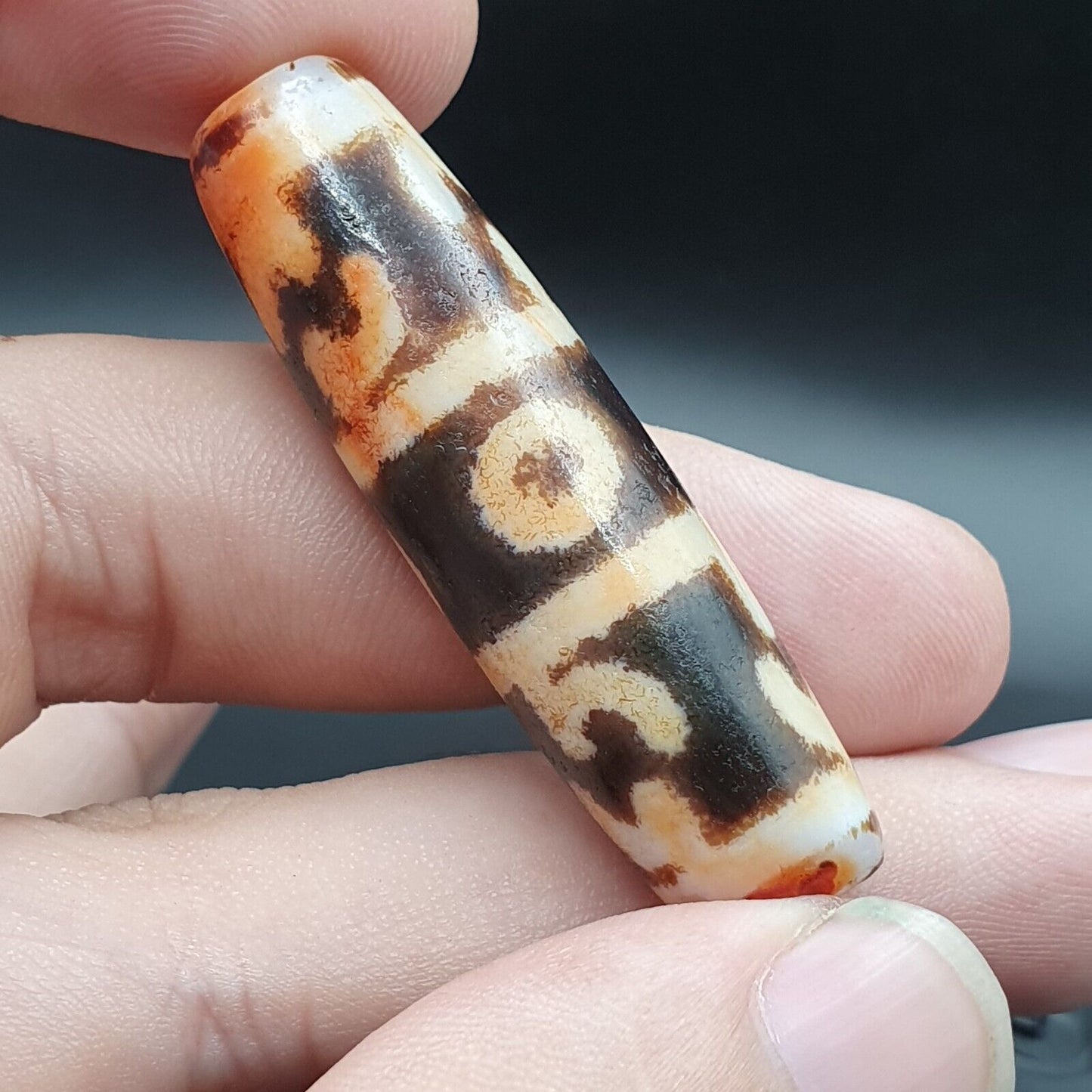 尼泊爾喜馬拉雅藏天珠三眼塔索三眼靈性護身符瑪拉珠