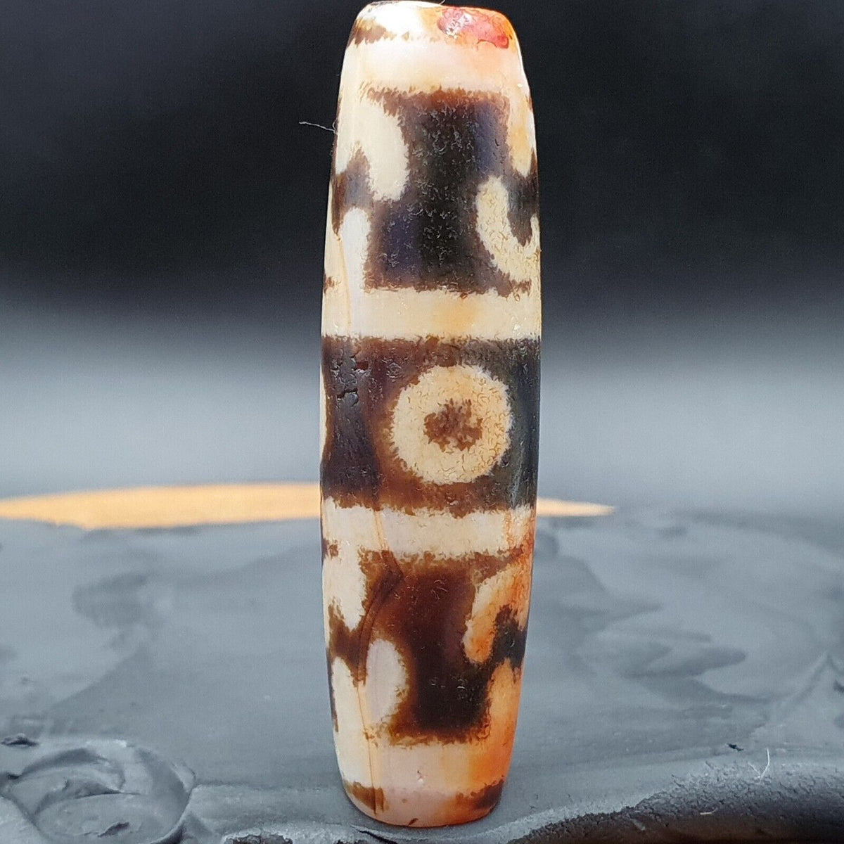 Nepalese Himalayan Tibetan Dzi Tripple Tasso 3 eyes Spiritual Amulet Mala Bead