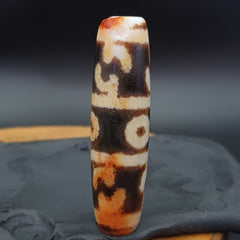 Nepalese Himalayan Tibetan Dzi Tripple Tasso 3 eyes Spiritual Amulet Mala Bead