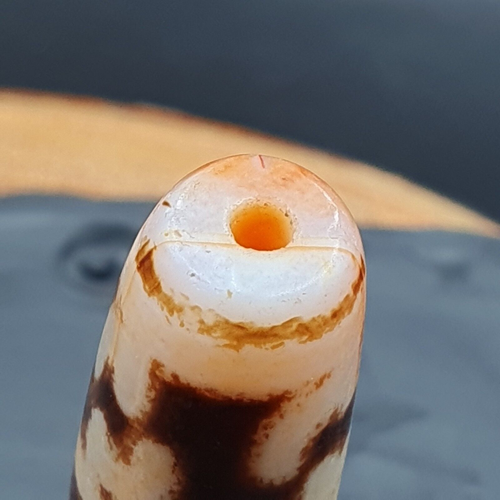 Nepalese Himalayan Tibetan Dzi Tripple Tasso 3 eyes Spiritual Amulet Mala Bead