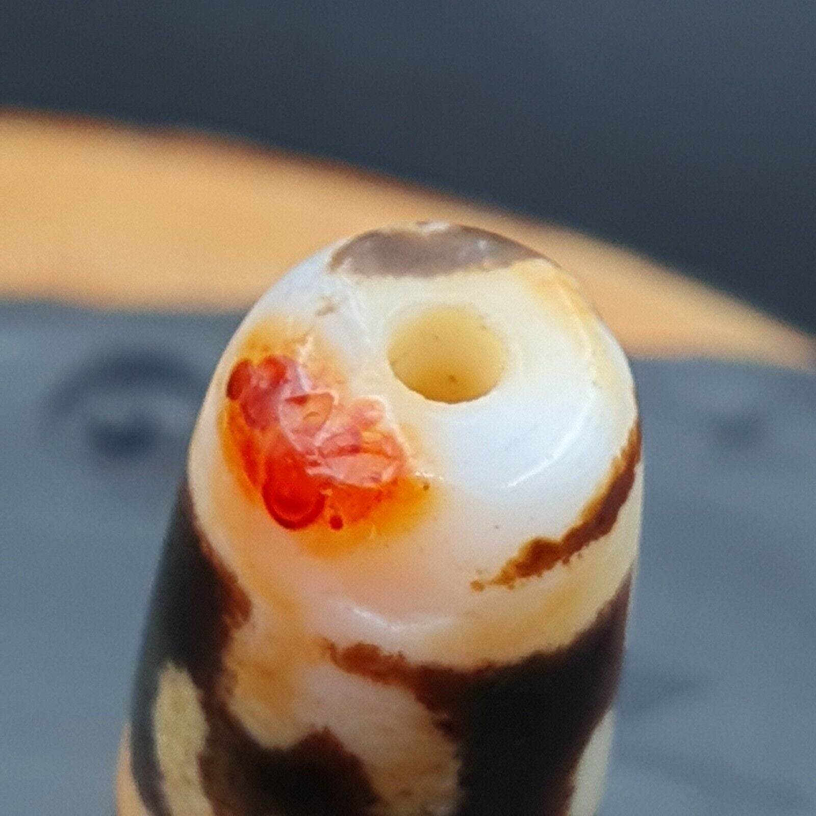 Nepalese Himalayan Tibetan Dzi Tripple Tasso 3 eyes Spiritual Amulet Mala Bead