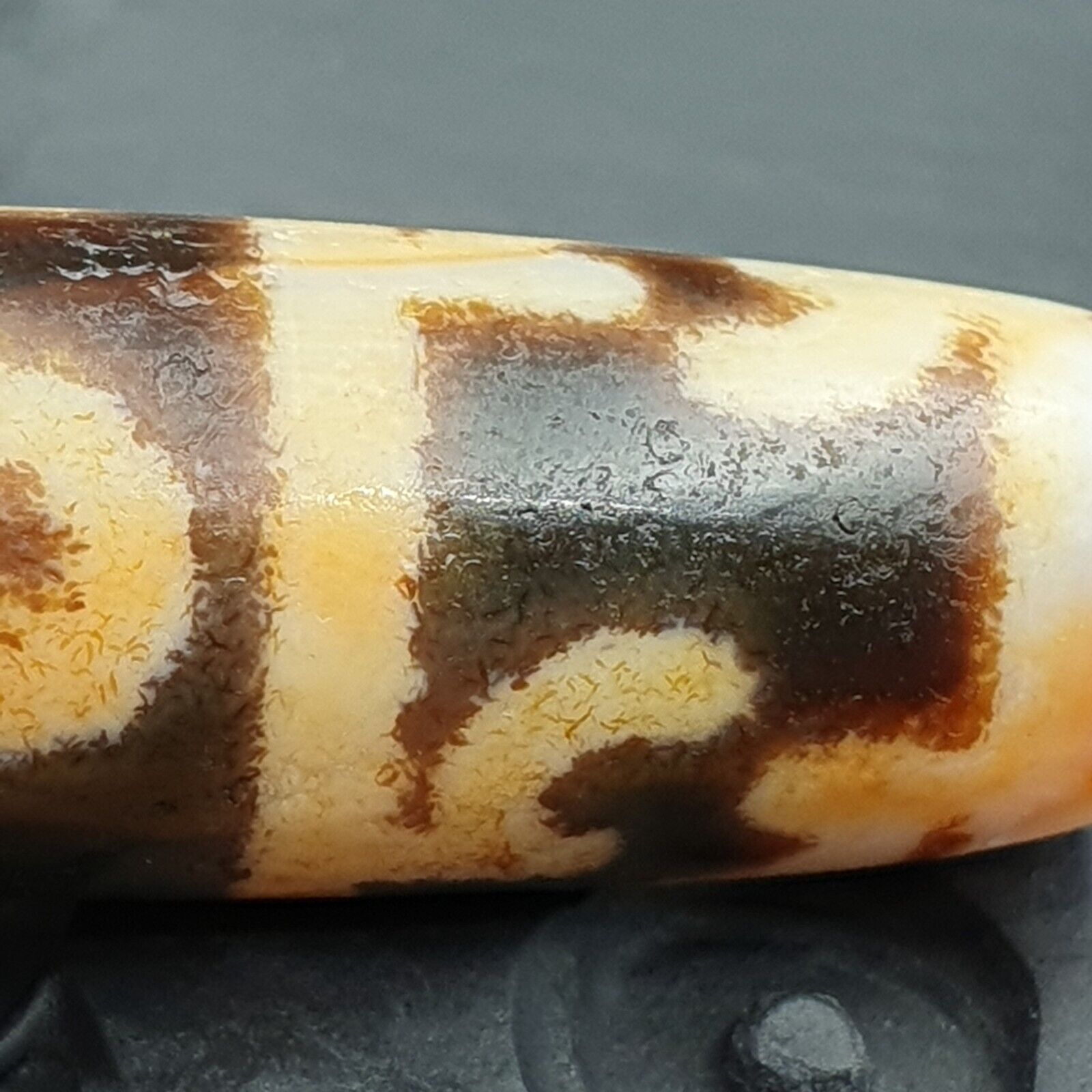 Nepalese Himalayan Tibetan Dzi Tripple Tasso 3 eyes Spiritual Amulet Mala Bead