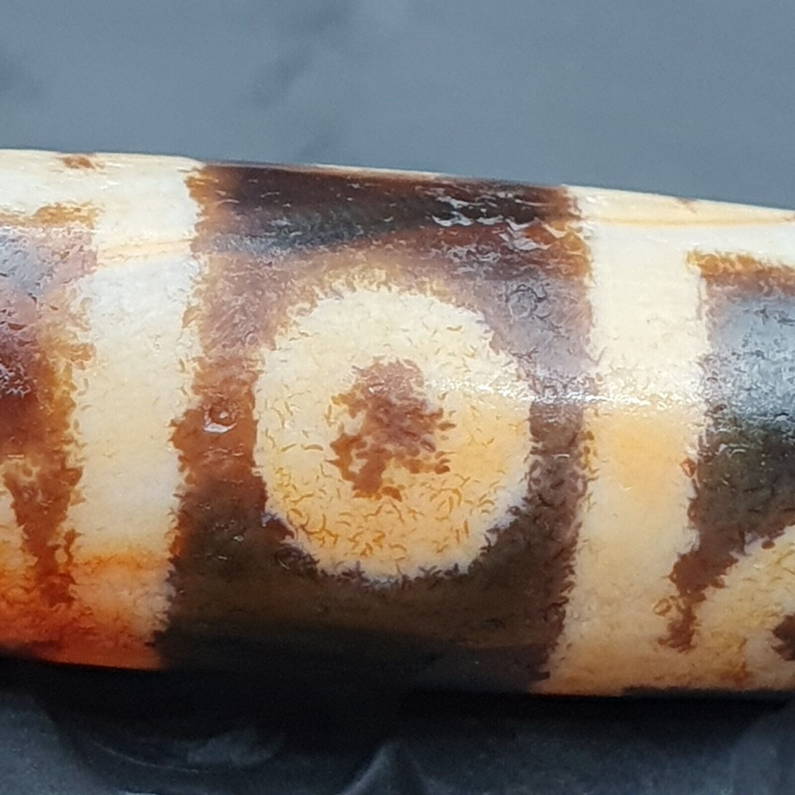 Nepalese Himalayan Tibetan Dzi Tripple Tasso 3 eyes Spiritual Amulet Mala Bead