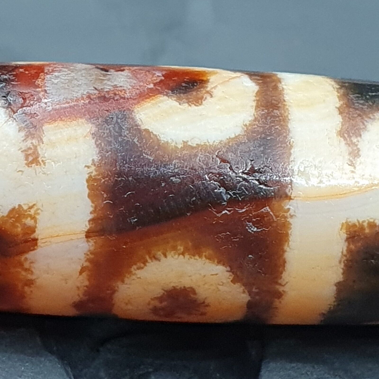 Nepalese Himalayan Tibetan Dzi Tripple Tasso 3 eyes Spiritual Amulet Mala Bead