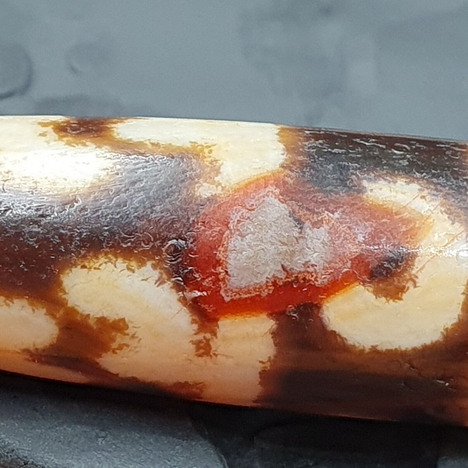 Nepalese Himalayan Tibetan Dzi Tripple Tasso 3 eyes Spiritual Amulet Mala Bead