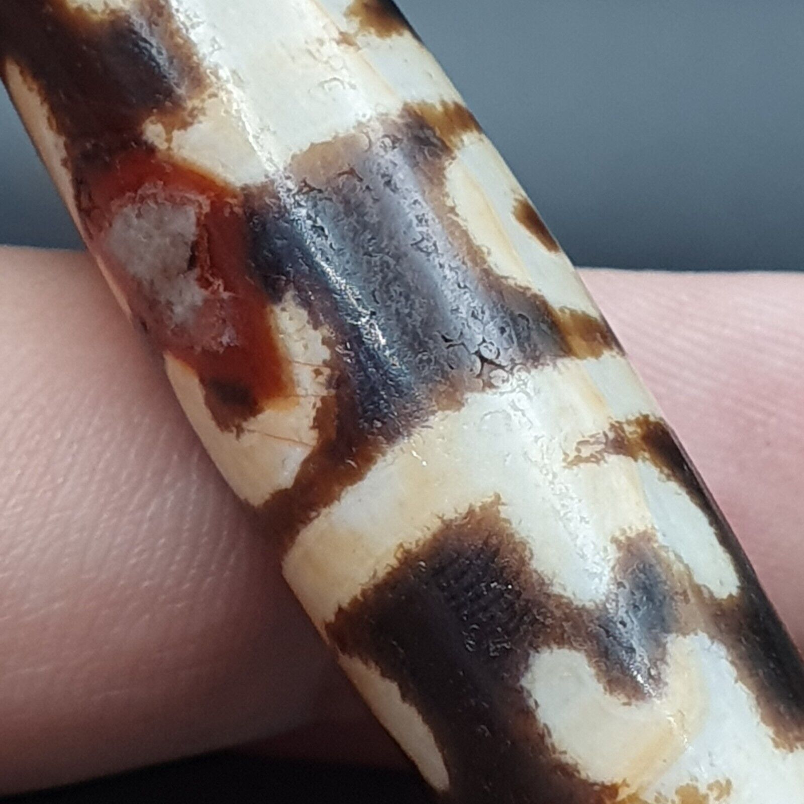 Nepalese Himalayan Tibetan Dzi Tripple Tasso 3 eyes Spiritual Amulet Mala Bead