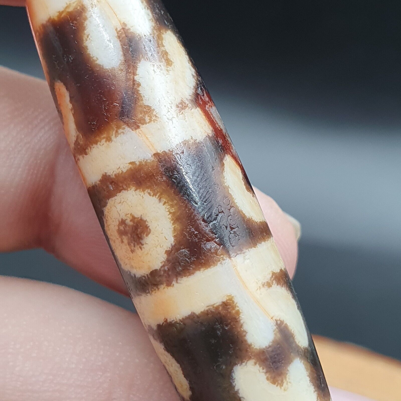 Nepalese Himalayan Tibetan Dzi Tripple Tasso 3 eyes Spiritual Amulet Mala Bead