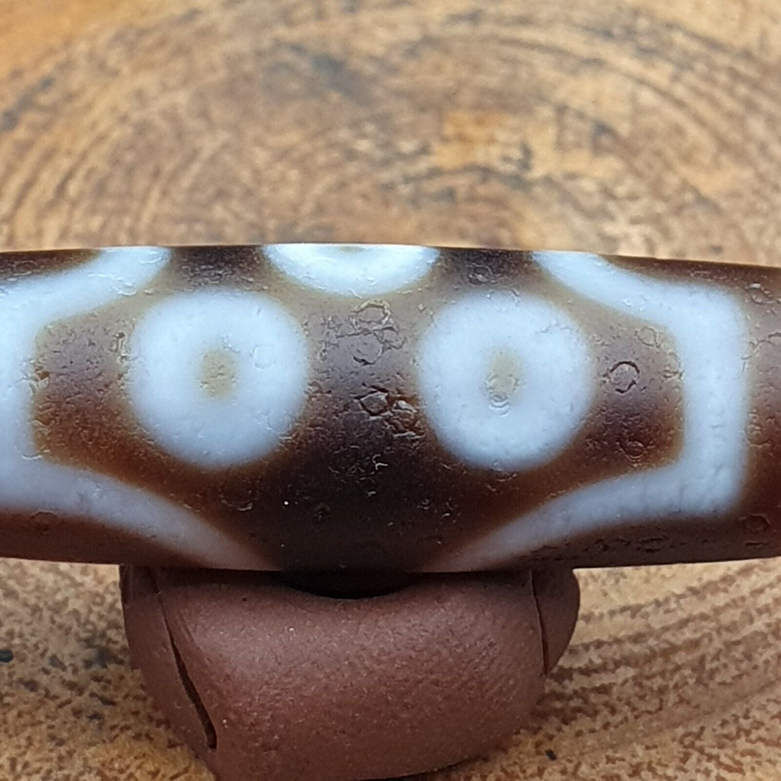 Vintage Old Himalayan Indo Tibetan 7 Eyes Dzi Amulet Pendant Bead B23