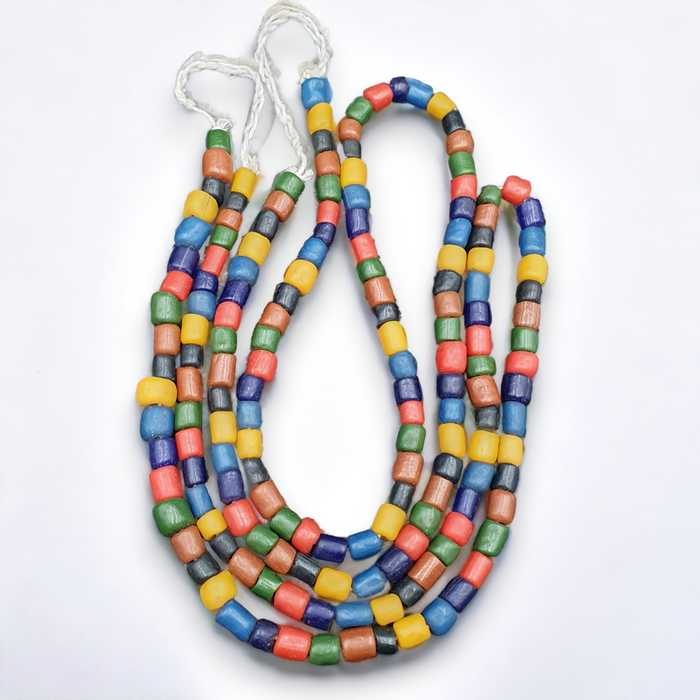 Lot 2 Vintage Old African Mix Color Glass Beads Strands Necklace.
