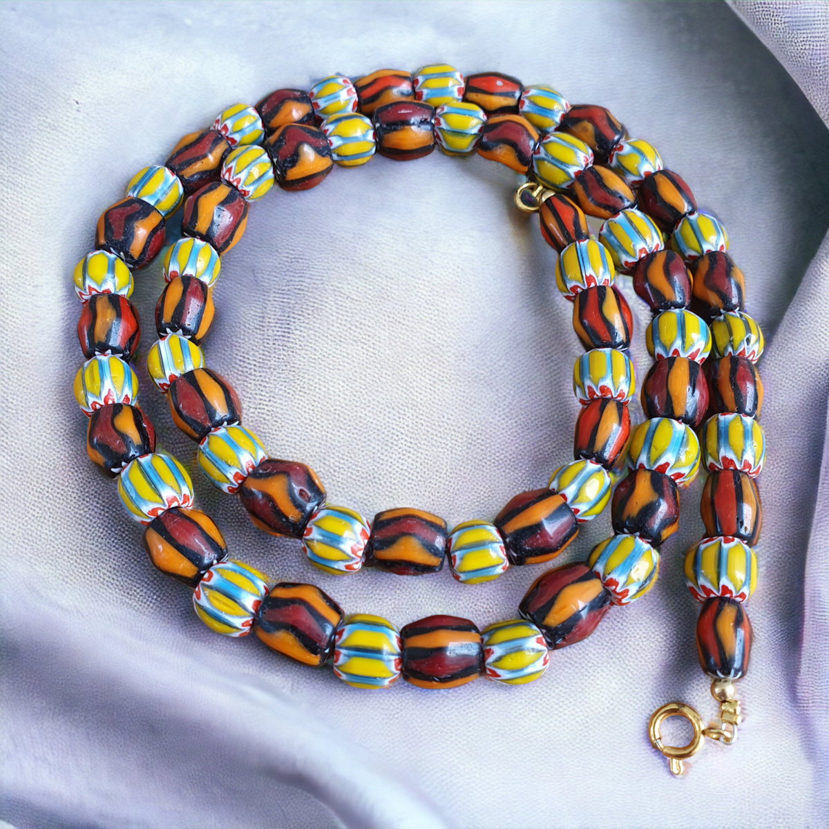 Vintage Beads Old Chevrons Beads Necklace