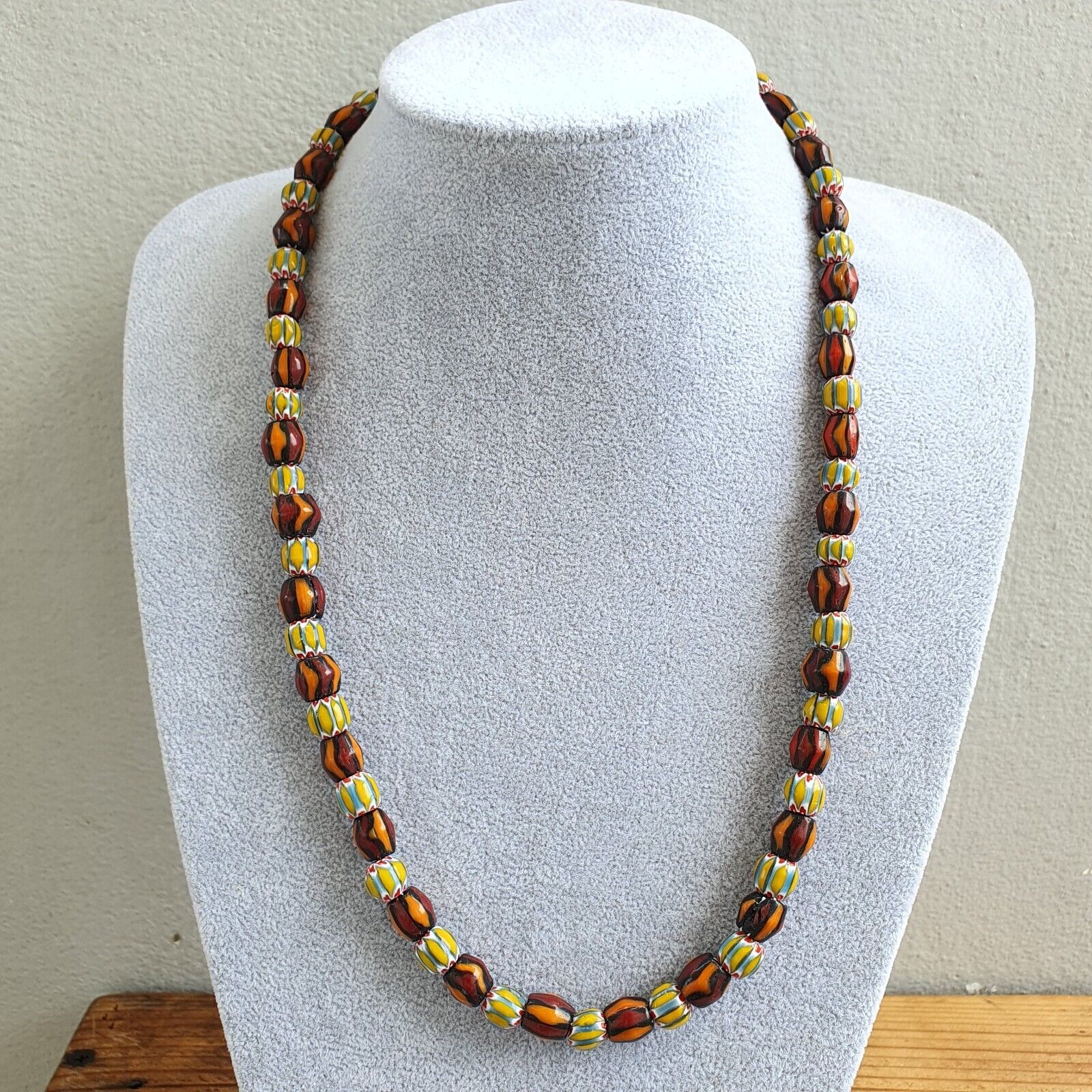 Vintage beads Old Chevrons Beads Necklace