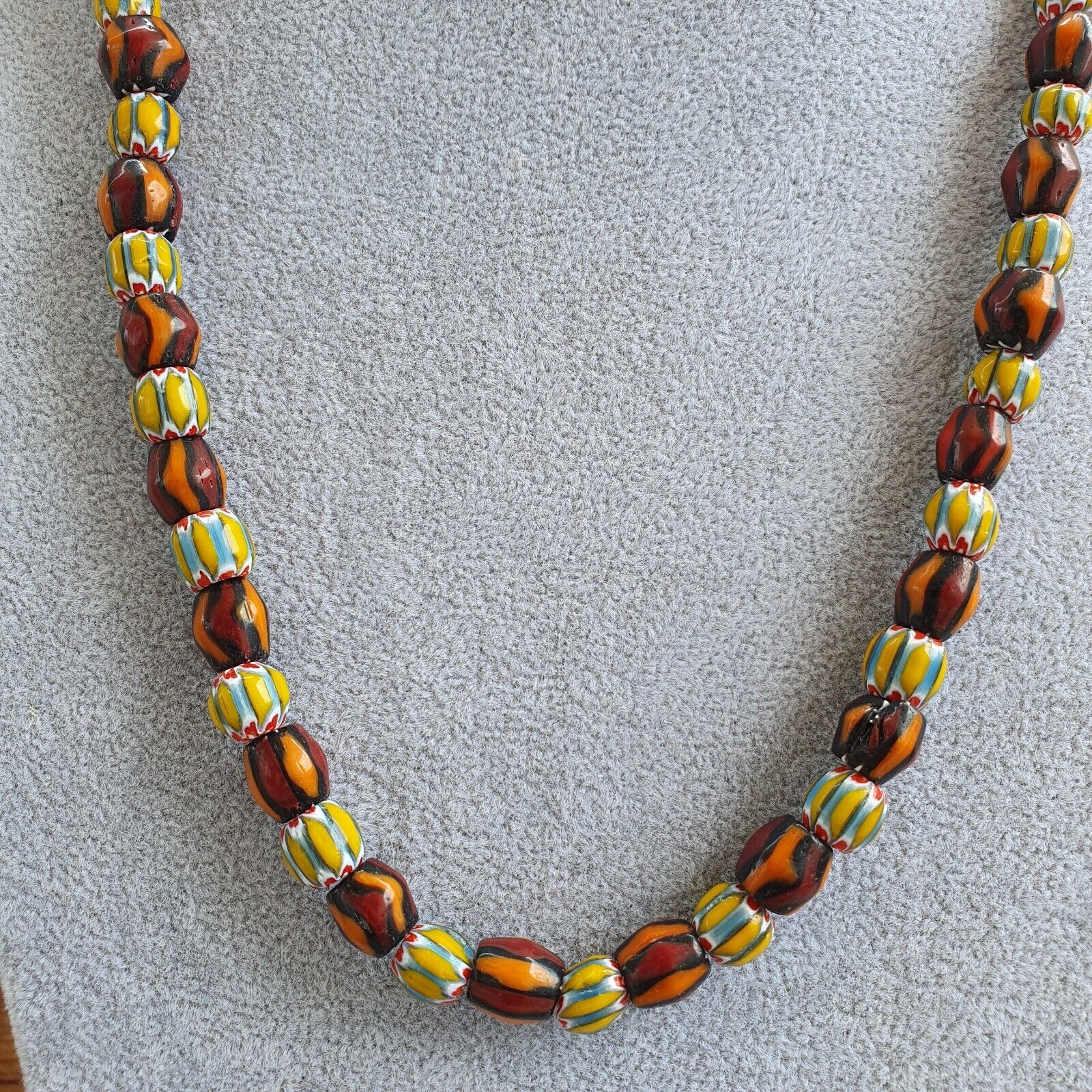 Vintage beads Old Chevrons Beads Necklace