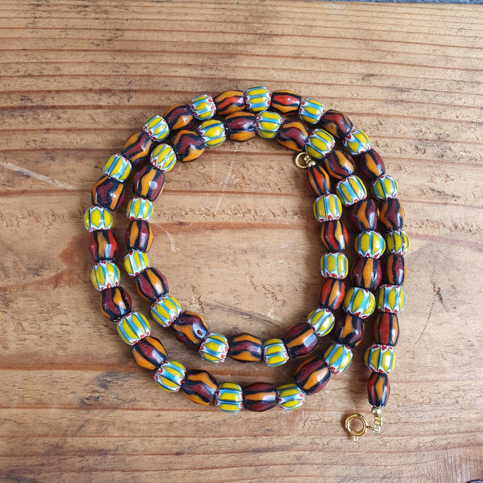 Vintage beads Old Chevrons Beads Necklace