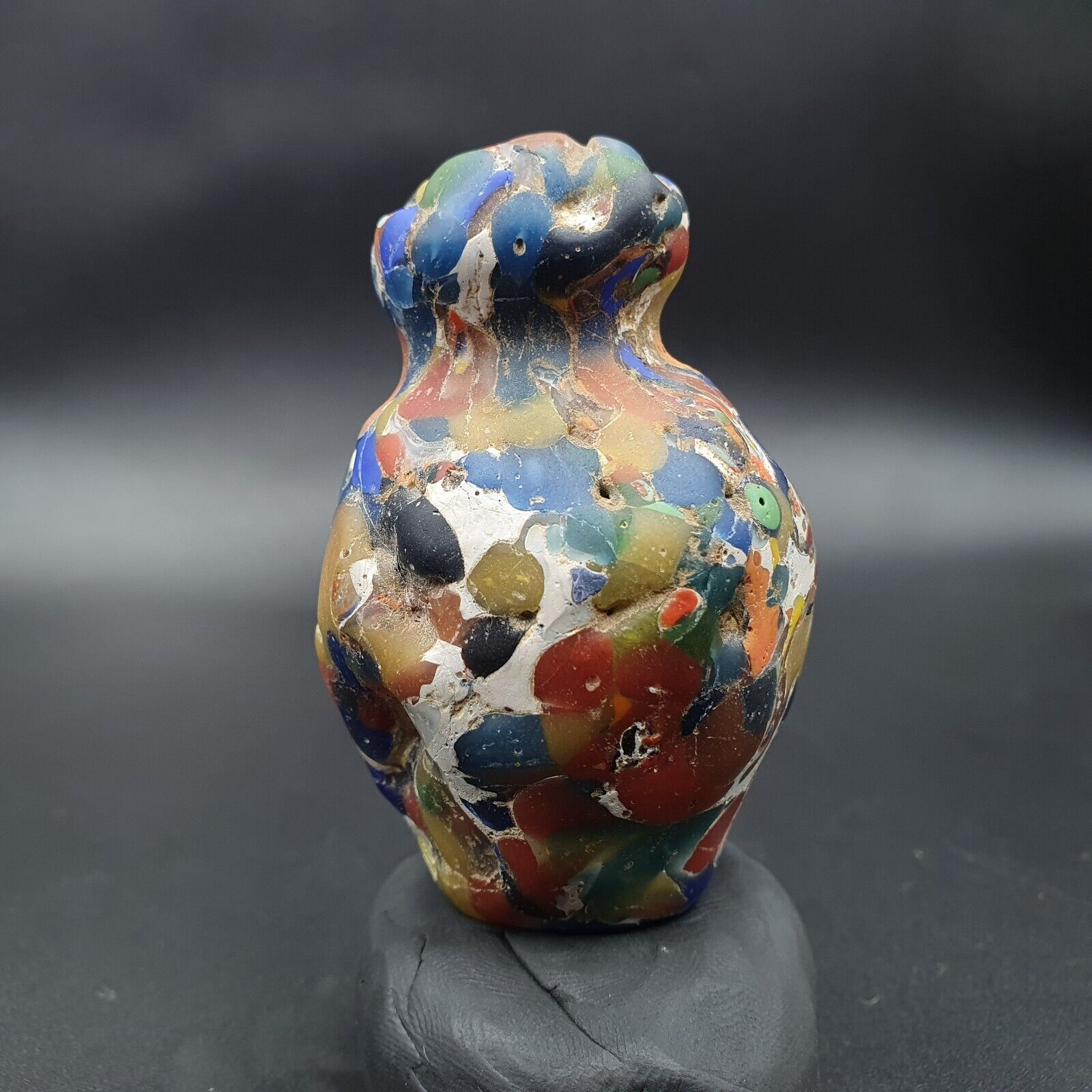 Large Ancient Mosaic Glass Gabri Bead with Decorative Motifs 65mm