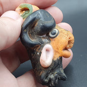 East Oasis Large Ancient Mosaic Glass Sheep Head Bead Pendant Collectible