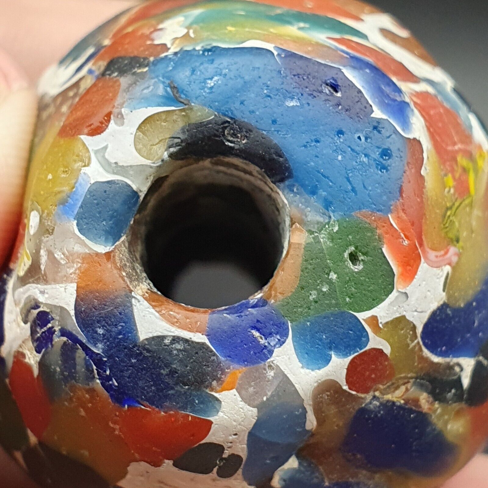 Large Ancient Mosaic Glass Gabri Bead with Decorative Motifs 65mm