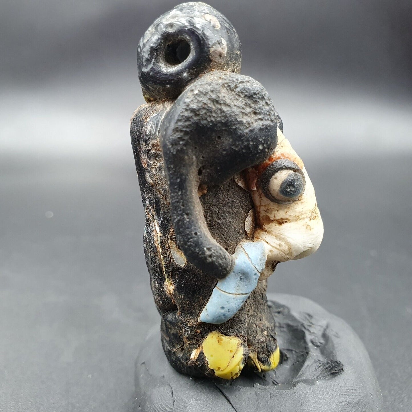 大型古代馬賽克玻璃動物羊頭珠吊墜