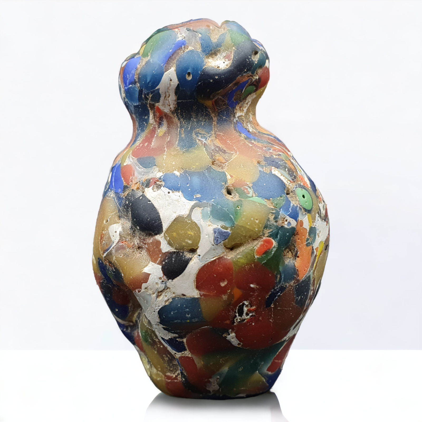 Large Ancient Mosaic Glass Gabri Bead with Decorative Motifs 65mm
