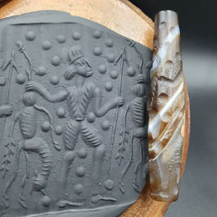 Hunting Hunt Antique Ancient Indo Tibetan Carving Agate Eyes stone Bead Amulet