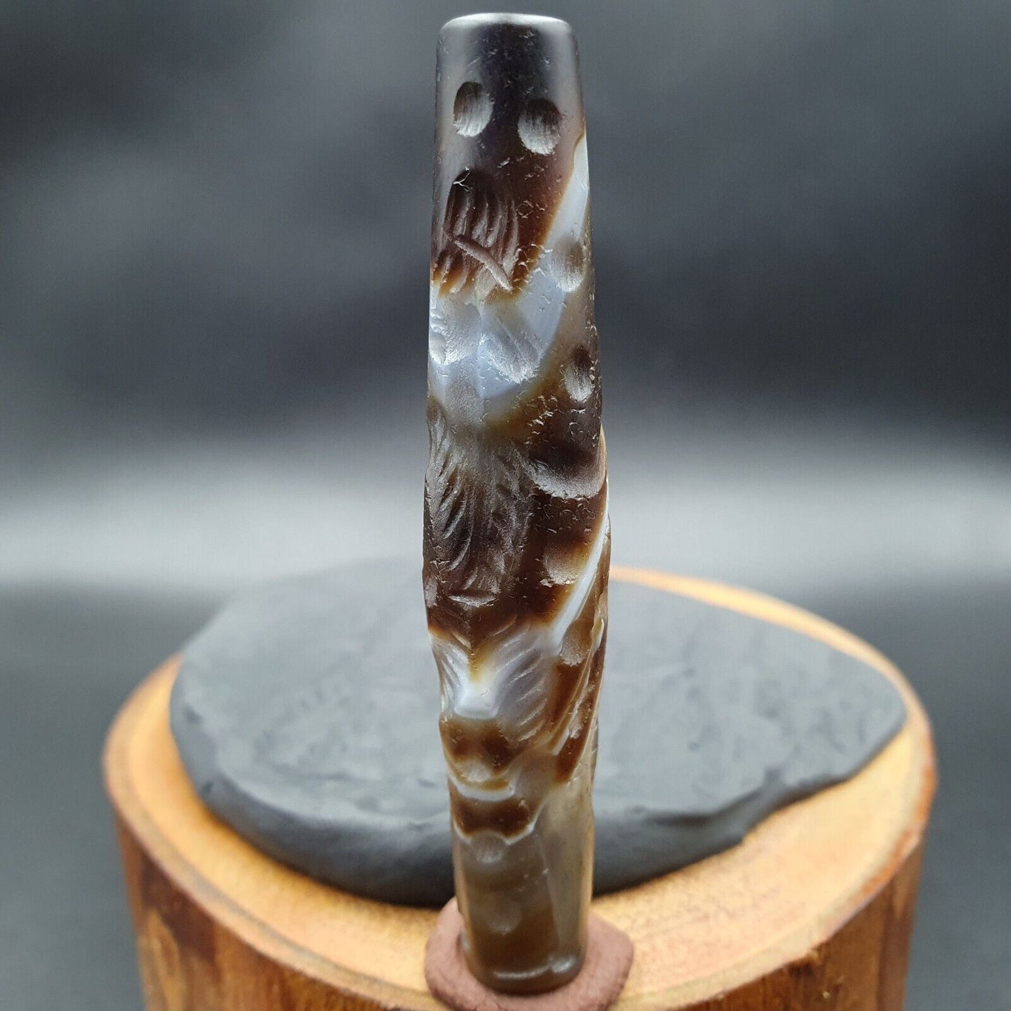 狩獵狩獵古董古代印度西藏雕刻瑪瑙眼睛石珠護身符