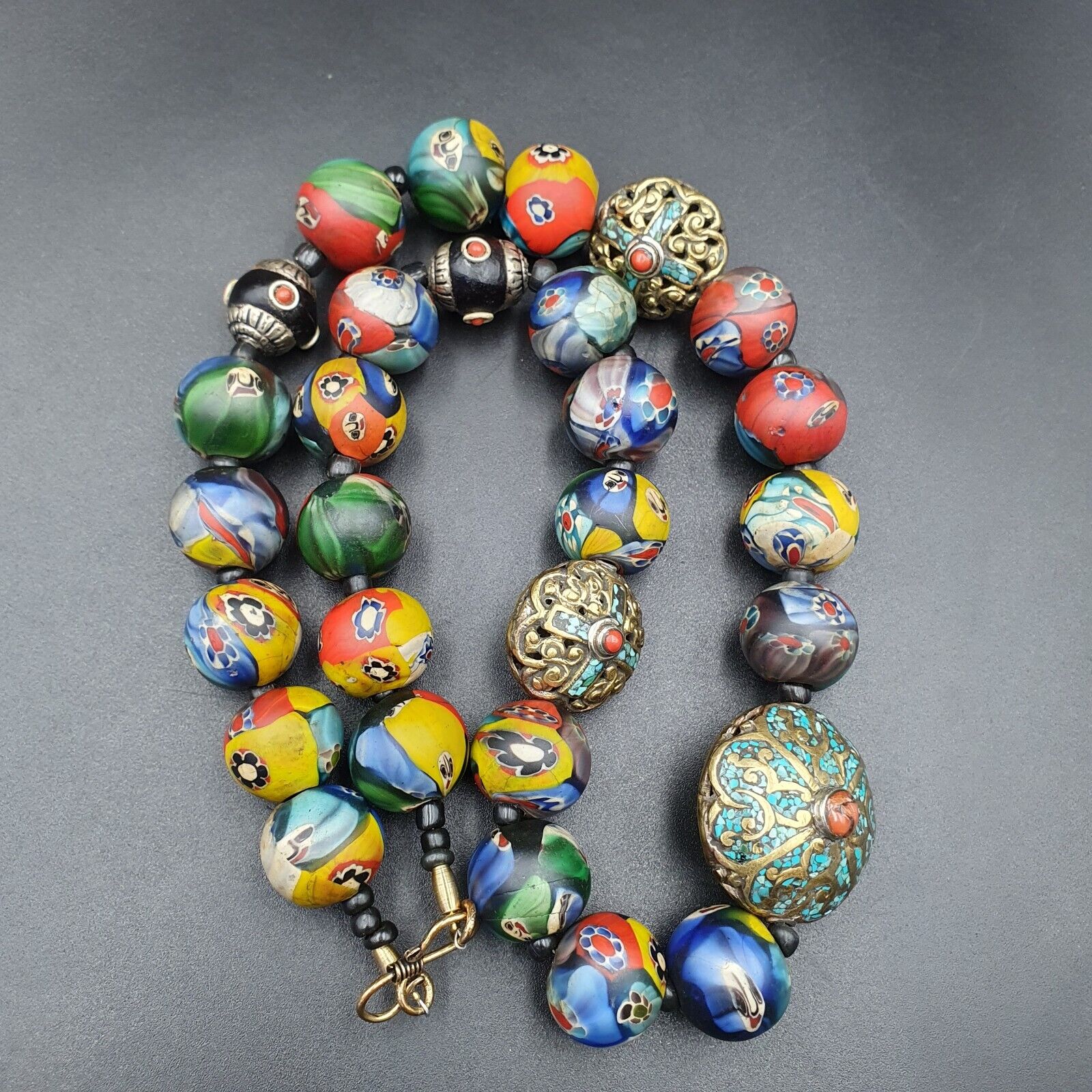 Beautiful Old Tibetan Trade Jewelry With Coral & Turquoise Necklace