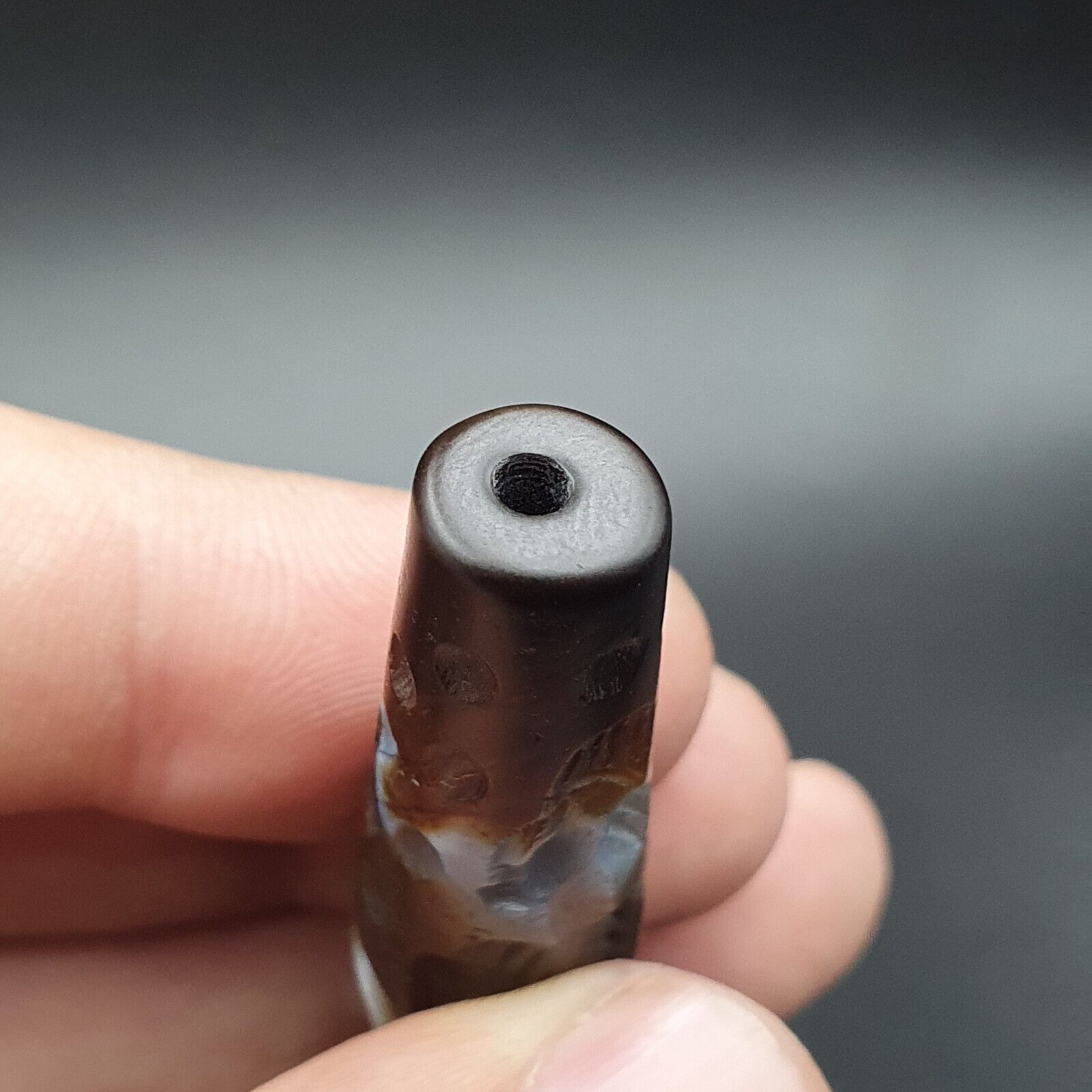 Hunting Hunt Antique Ancient Indo Tibetan Carving Agate Eyes stone Bead Amulet