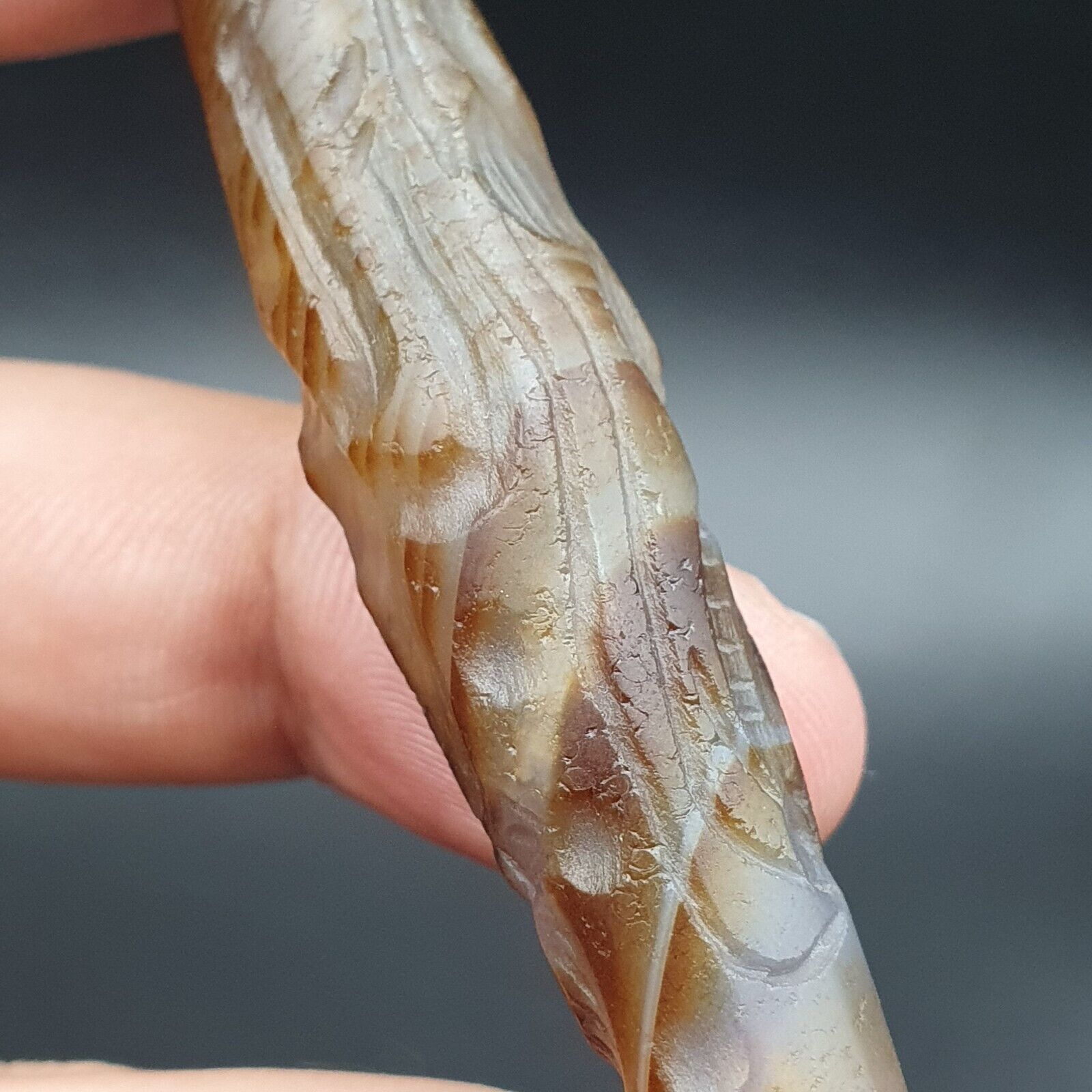 Rare Animals Antique Ancient Indo Tibetan Carving Agate Bead Amulet