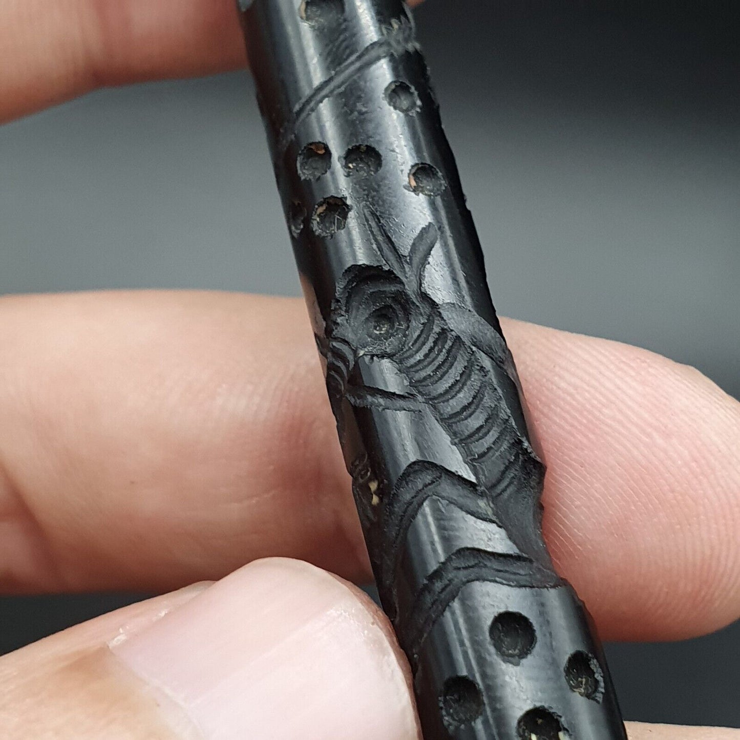 馬戰士古董古代印度西藏雕刻瑪瑙眼睛石珠護身符