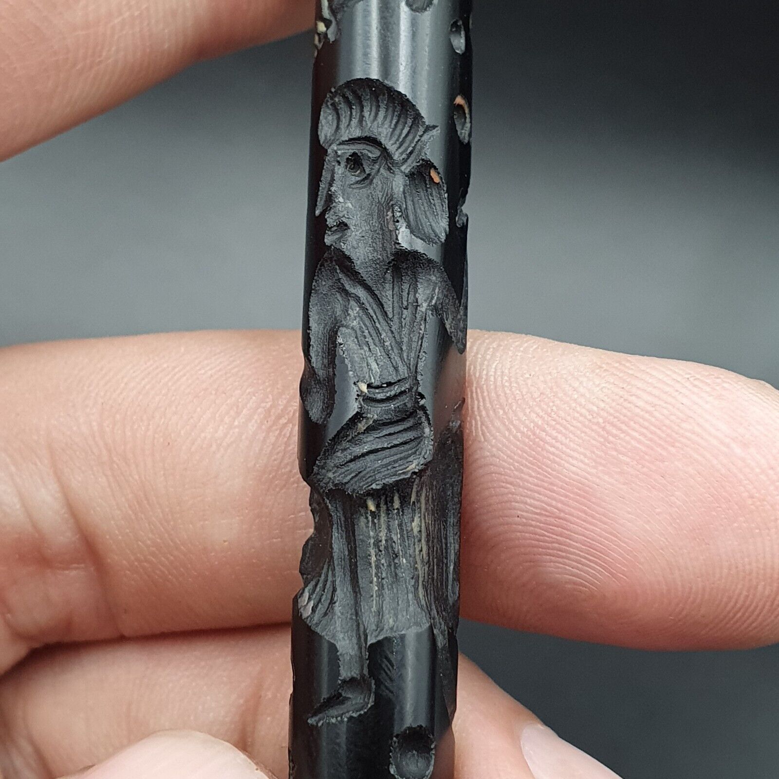 Horse Warriors Antique Ancient Indo Tibetan Carving Agate Eyes stone Bead Amulet