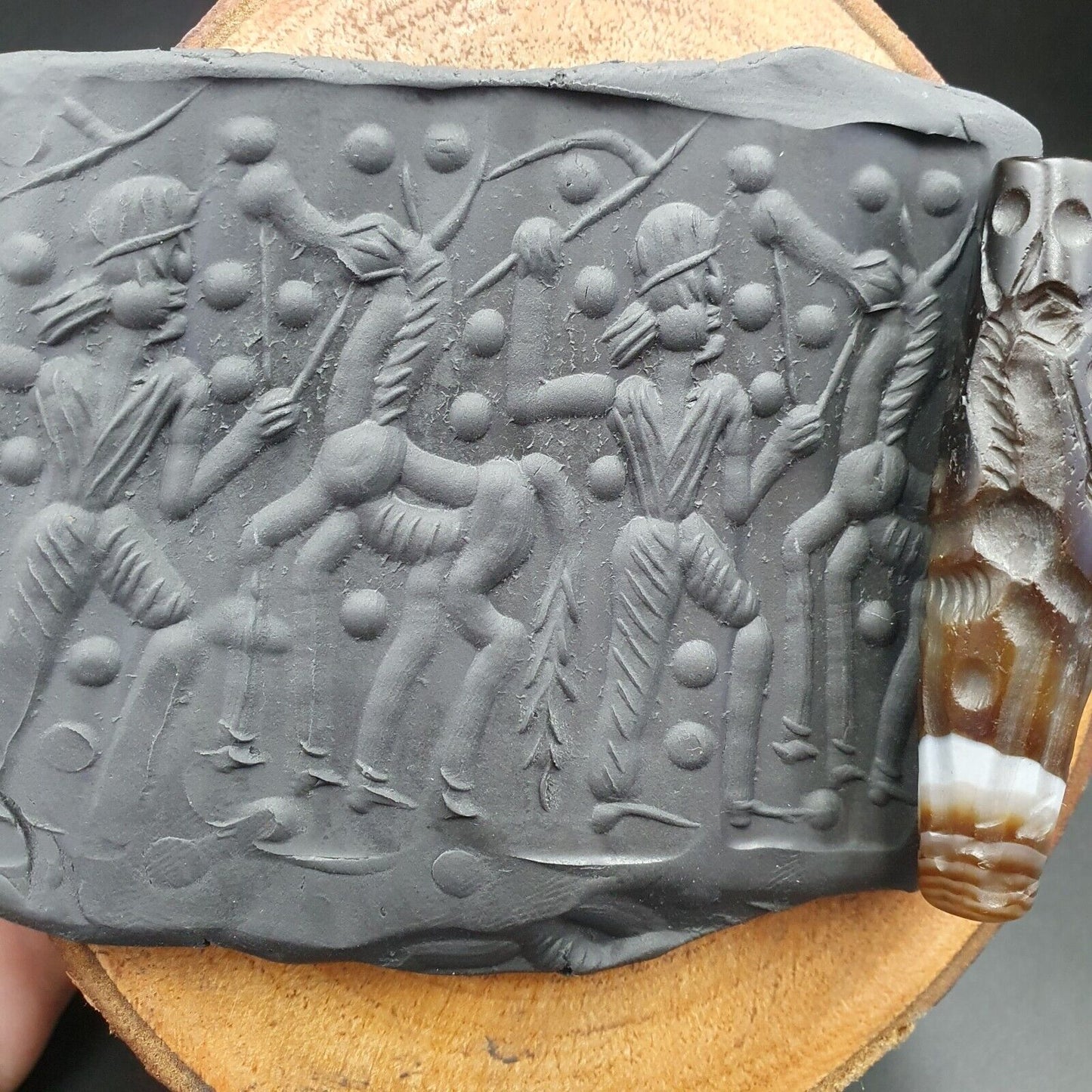 訓練馬古董古代印度西藏雕刻瑪瑙珠護身符